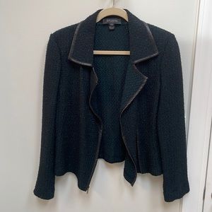 St John Blue Green Tweed Blazer Jacket Size 8